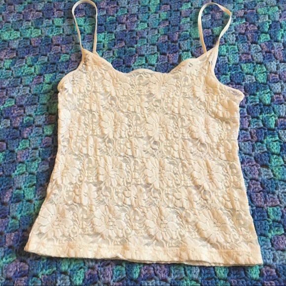 Old Navy Ivory White Lace Medium Cami Shirt Tank - Picture 4 of 7